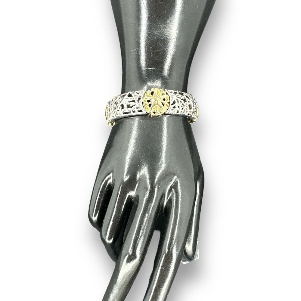 Starfish Bracelet Stretchy Two-Tone Sand Dollar Open Designs